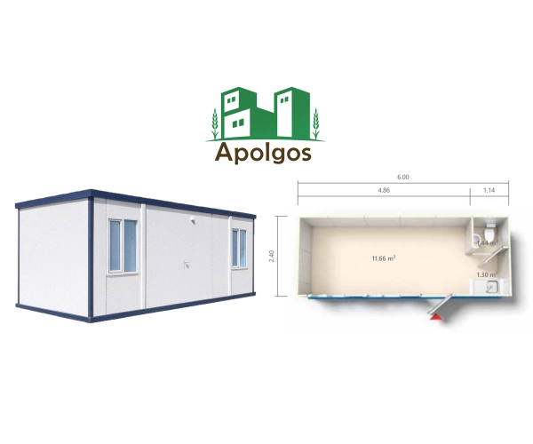 Kontener Mieszkalny 600 x 240 z łazienką i aneksem kuchennym