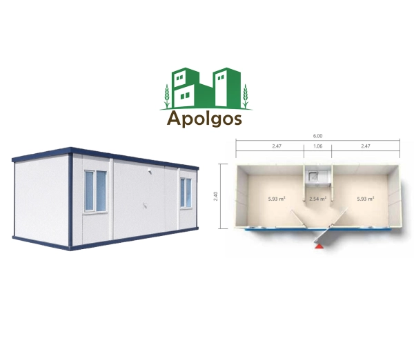 Kontener Mieszkalny 600 x 240 2 pokoje kuchnią Sezonowy