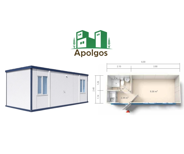 Kontener Mieszkalny 600 x 240 z pełną łazienką, kuchnią i salonem