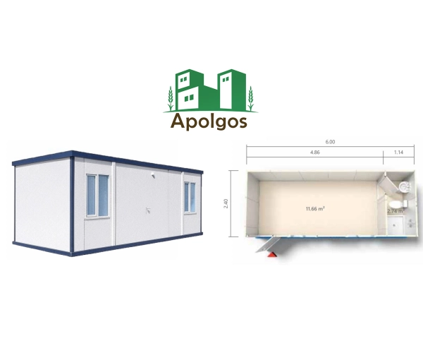 Kontener Mieszkalny 600 x 240 pełna łazienka