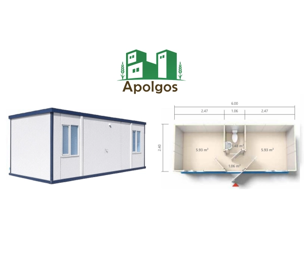 Kontener Mieszkalny 600 x 240 z łazienką i dwoma pokojami