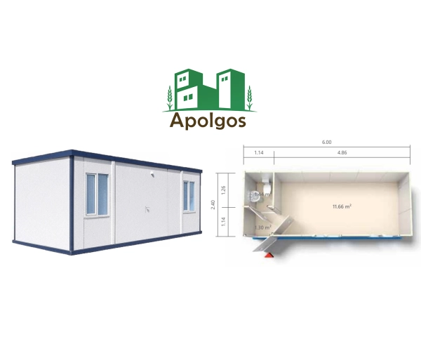 Kontener Mieszkalny 600 x 240 z łazienką i korytarzem