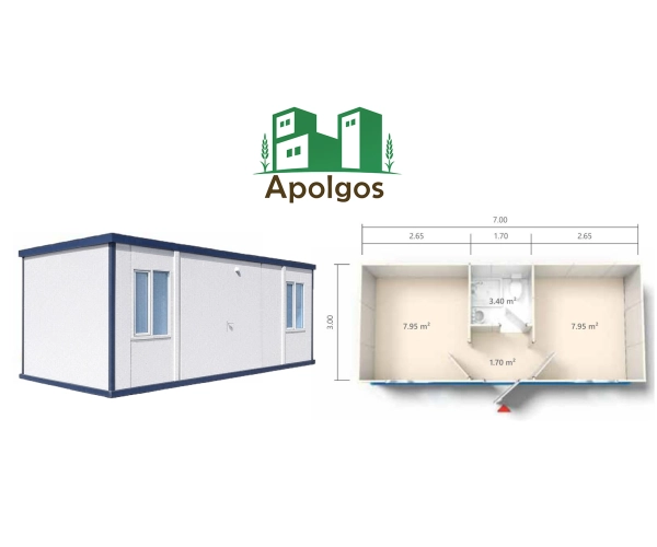 Kontener Mieszkalny 700 x 300 Dwa Pokoje, Łacienka i Kuchnia PUR 100m