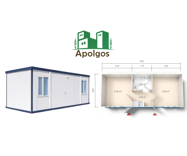 Kontener Mieszkalny 700 x 300 Dwa Pokoje, Łacienka i Kuchnia