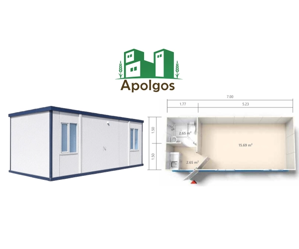 Kontener Mieszkalny 700 x 300 Salon,WC i Kuchnia PUR 100mm