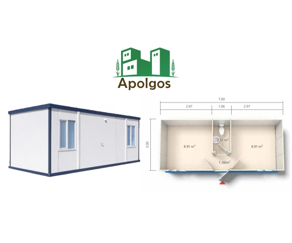 Kontener Mieszkalny 700 x 300 Dwa pokoje,WC i Kuchnia 100mm PUR